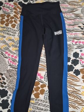 Blue And  Black F45 Coach  Leggings with Blue Side Panels